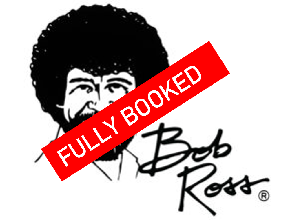 Bob Ross coastline oil painting in pastel colours