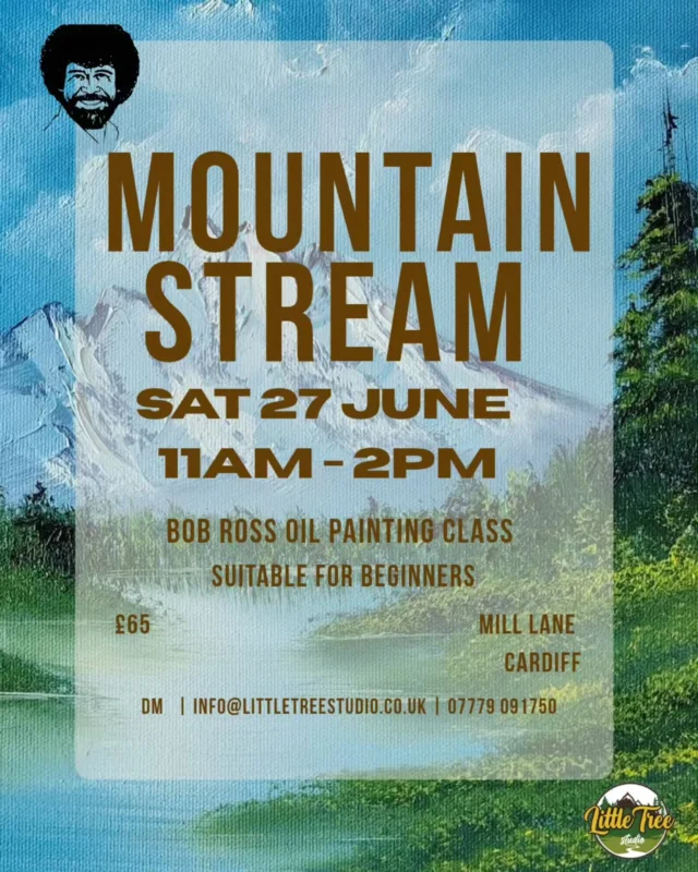 Come and join us on 27 June at the Cardiff studio with this classic Mountain landscape. Think happy little clouds, trees and no mistakes, just happy little accidents.

A perfect gift for anyone who is their Dad's very own 'happy little accident' 👀 and is still looking for a Father's Day gift this Sunday 😬

Suitable for complete beginners and all materials provided. Book a spot for Dad or make it a fine experience for you both to share.

♥️ quality time with your favourite happy little accident' 

DM to book your spot

Non dad's also welcome 😁